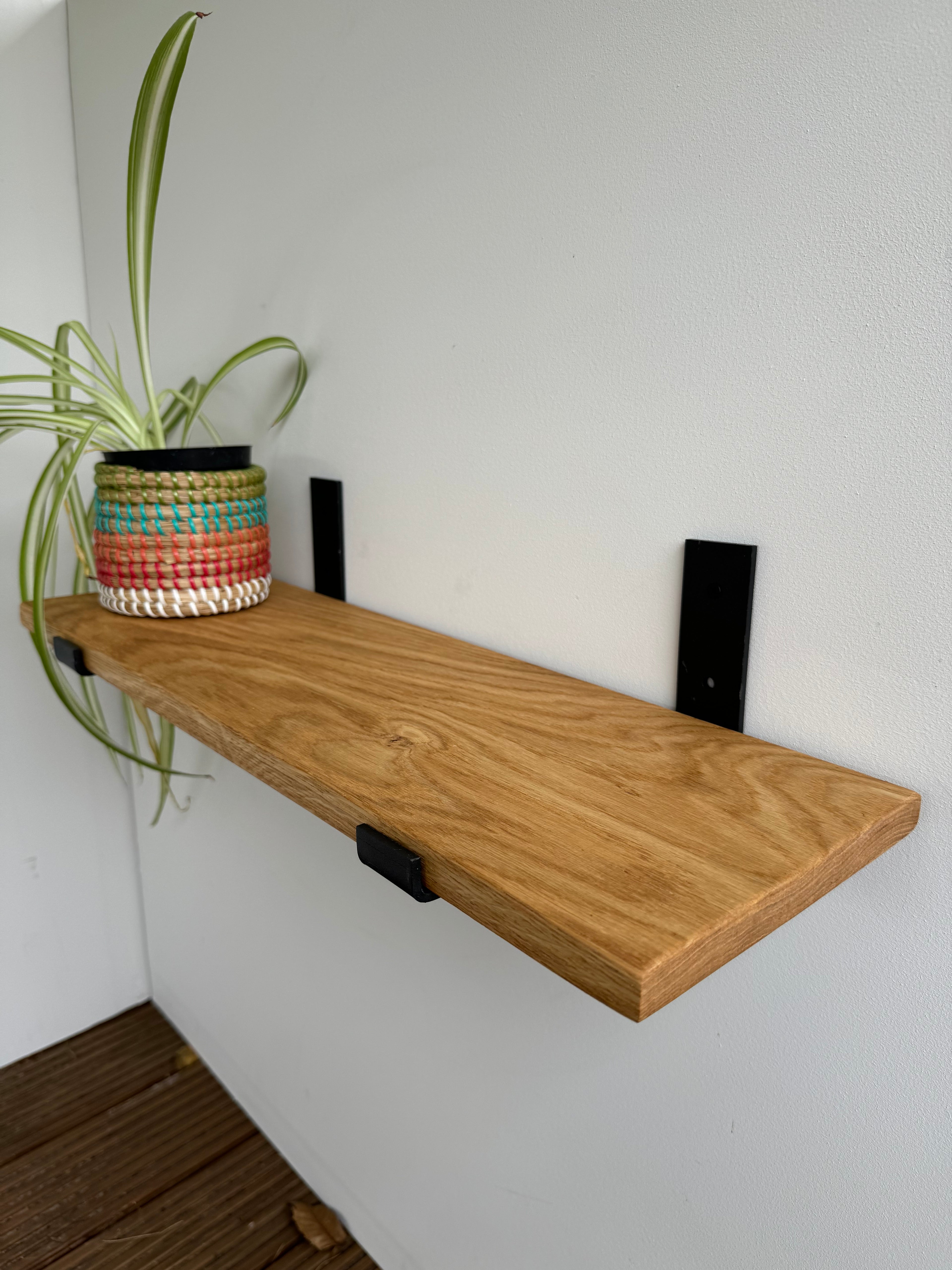 Solid Oak Wall Shelf - Up Bracket