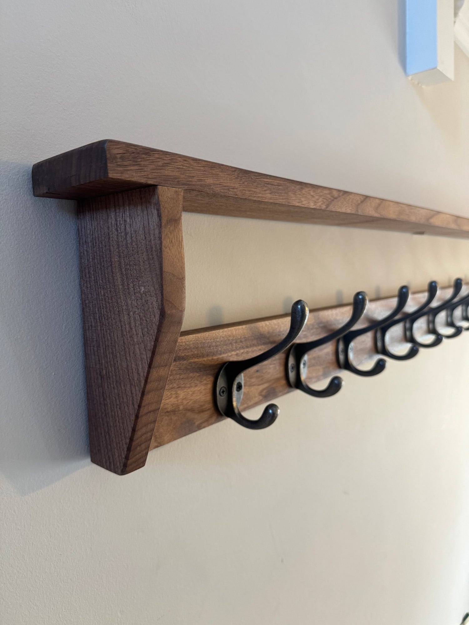 Solid Walnut Coat Rack With Shelf