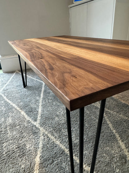 Solid Walnut Coffee Table With Hairpin Legs