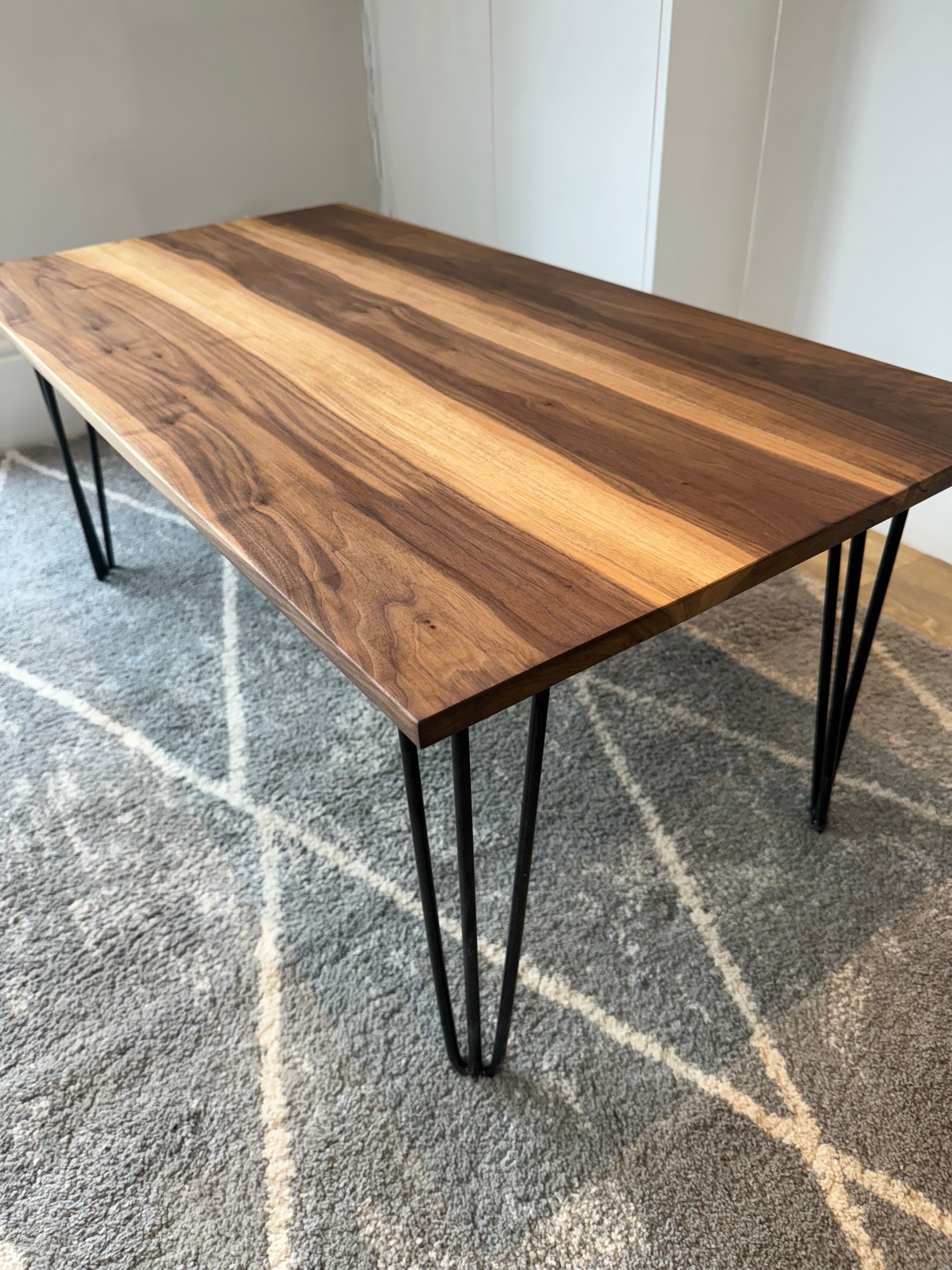 Solid Walnut Coffee Table With Hairpin Legs