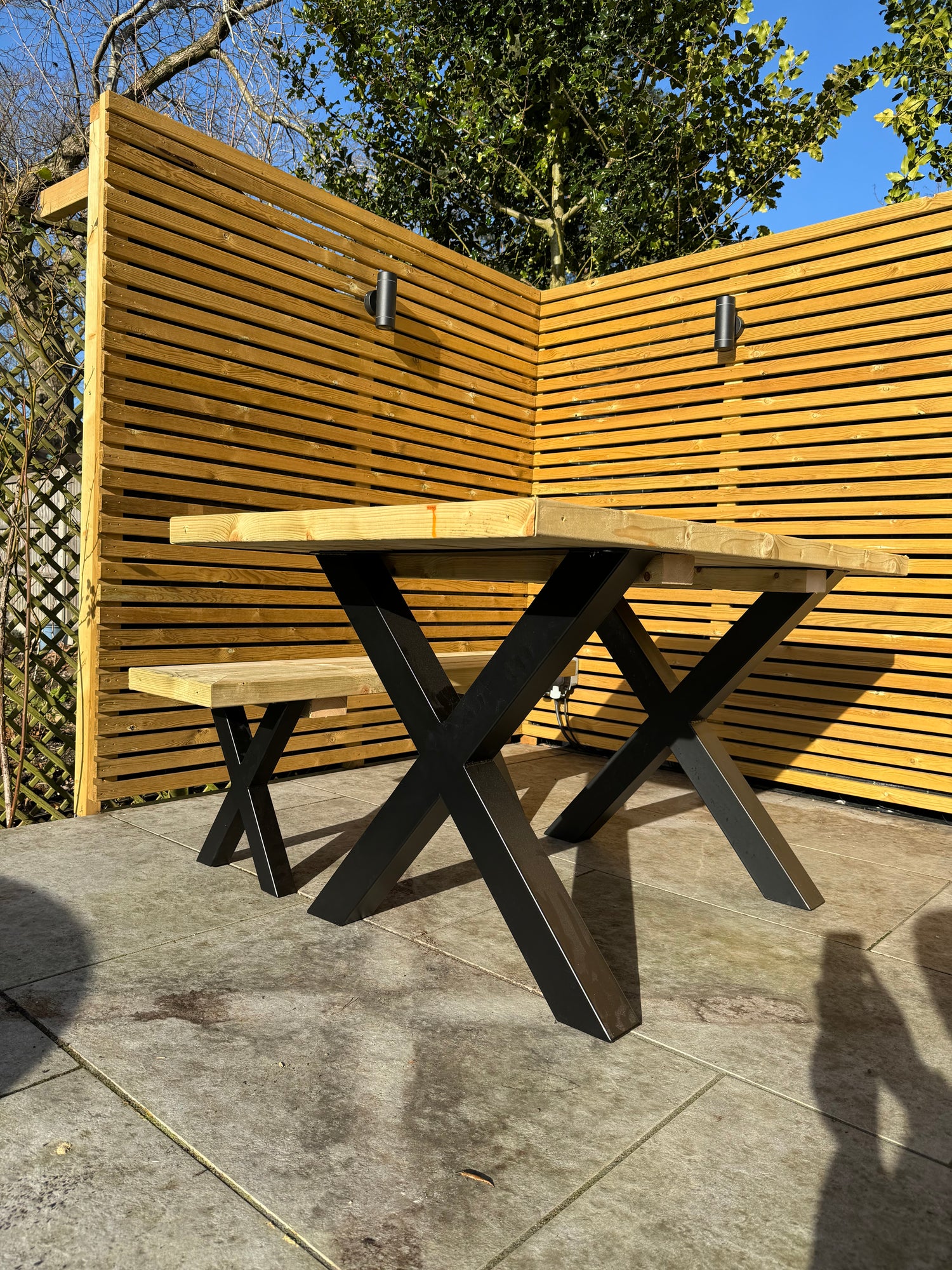 Outdoor Wooden Garden Table &amp; Bench