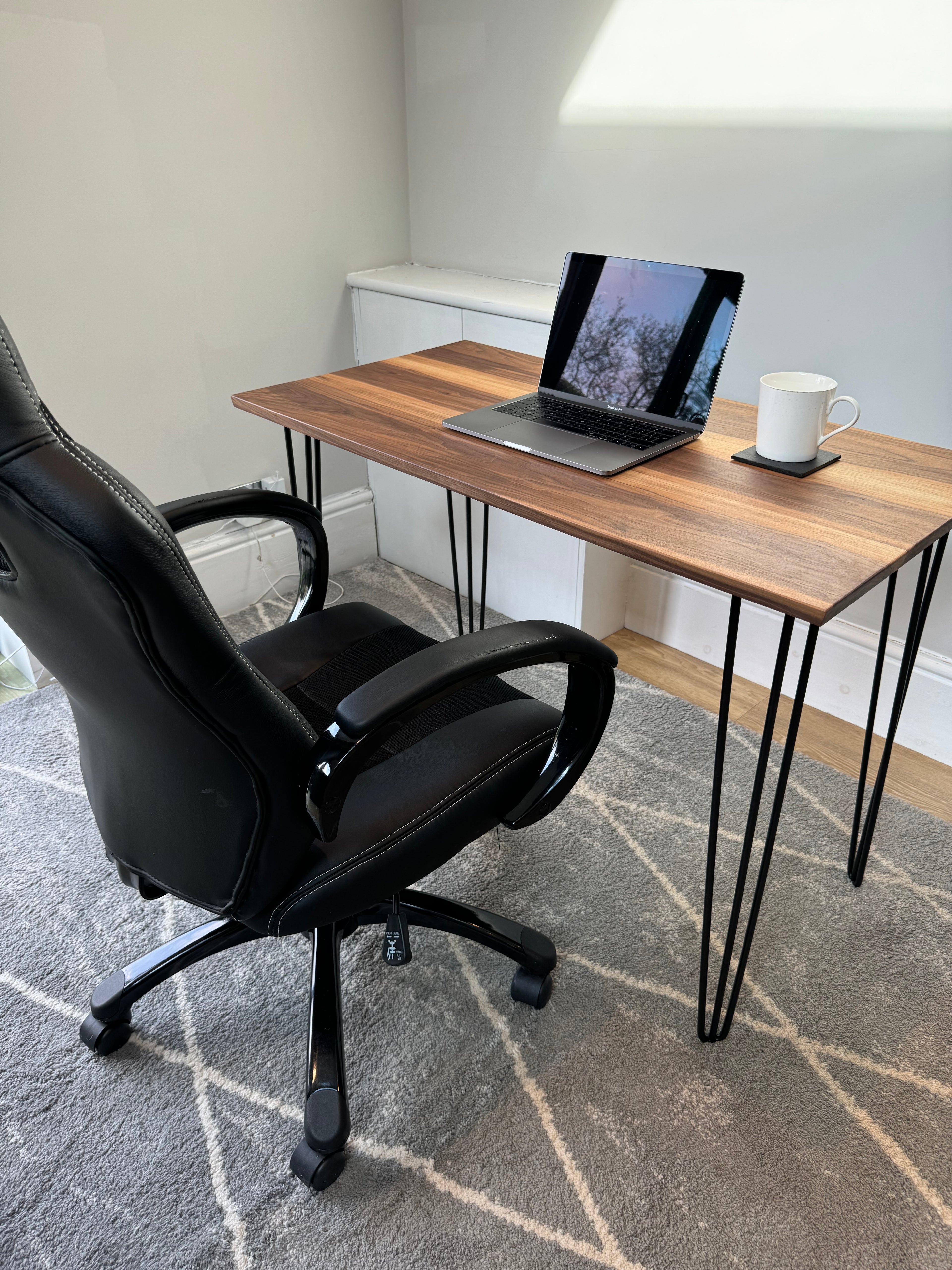 Solid Walnut Office Desk With Hairpin Legs