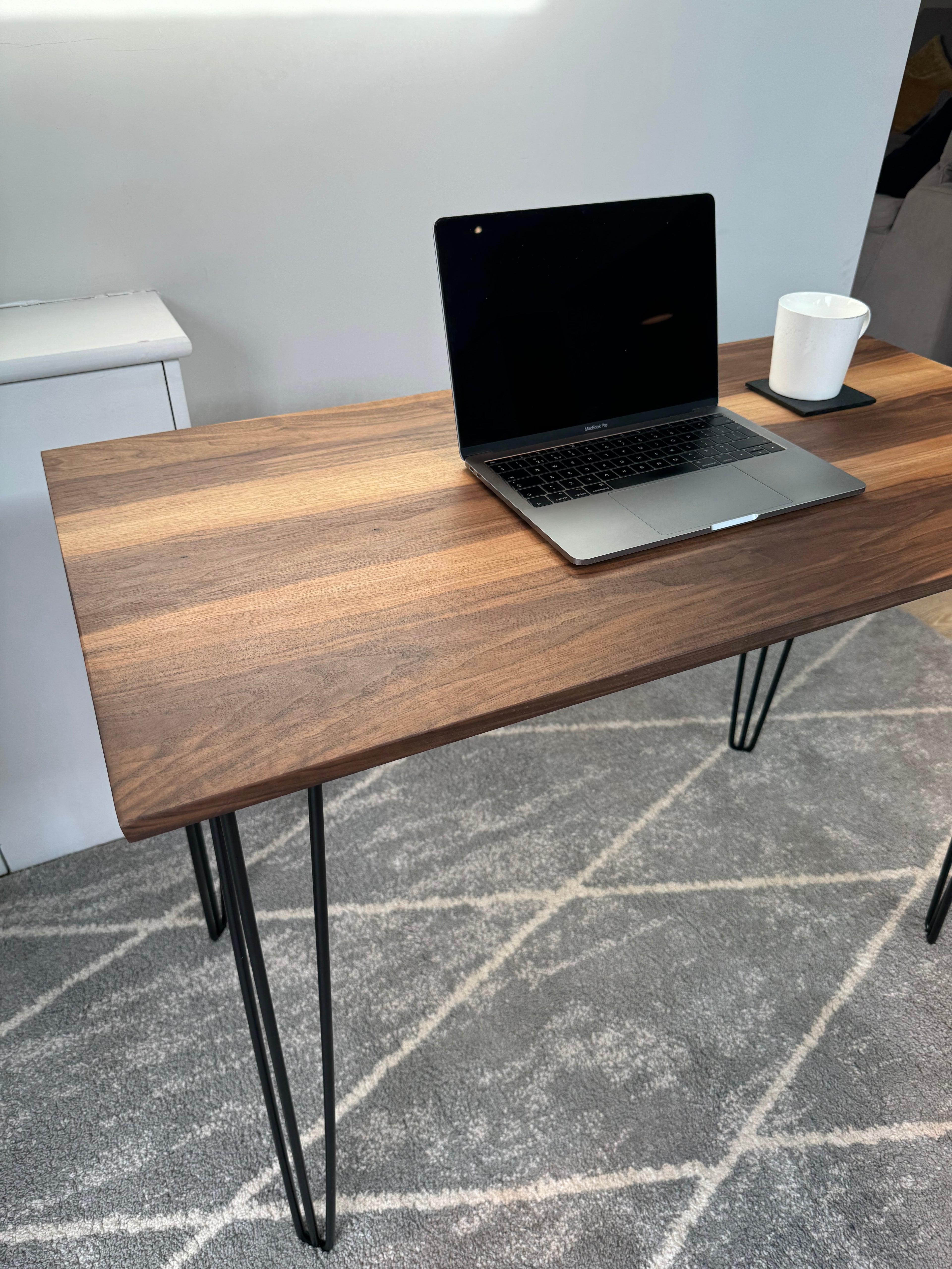 Solid Walnut Office Desk With Hairpin Legs