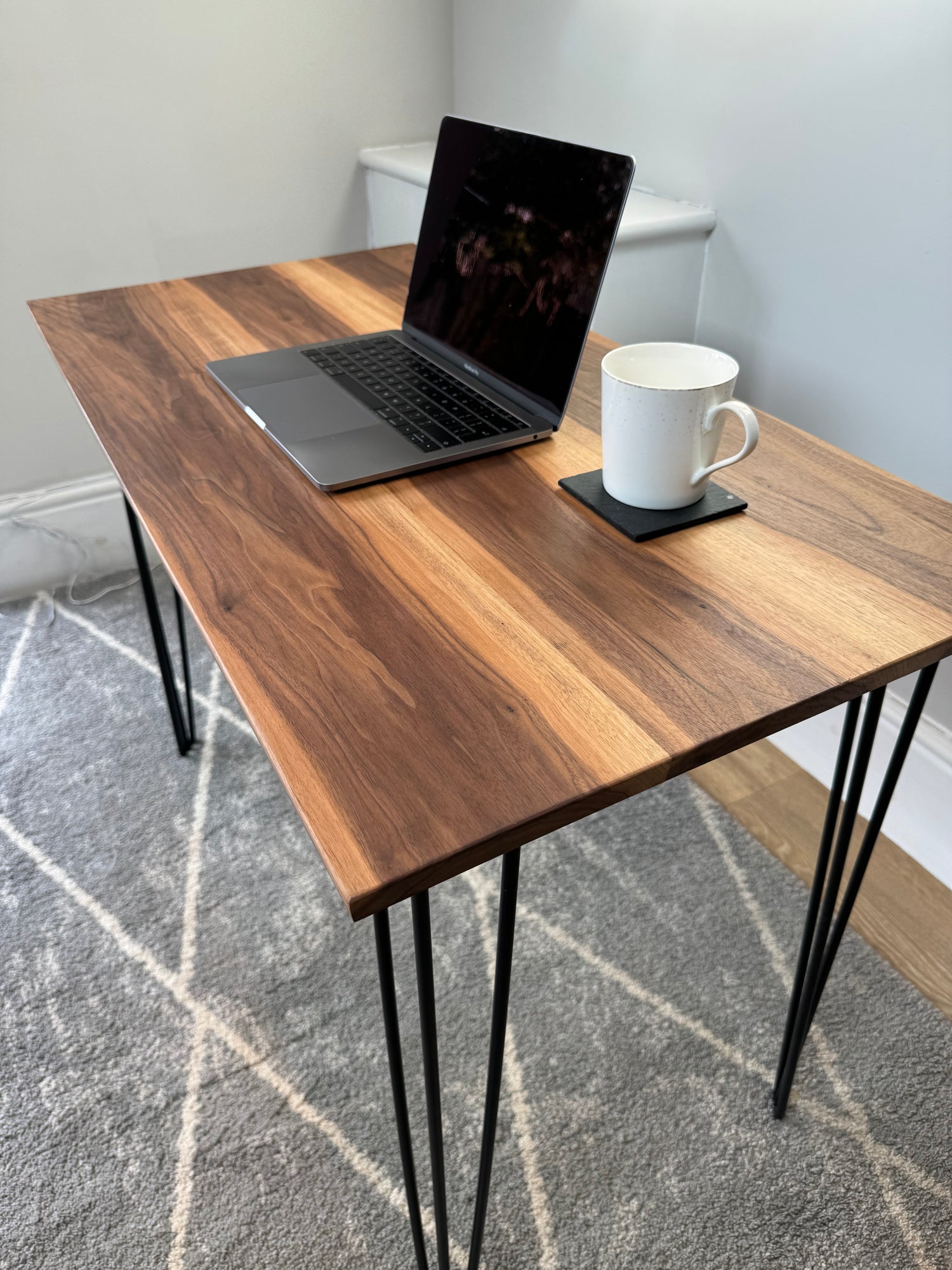 Solid Walnut Office Desk With Hairpin Legs