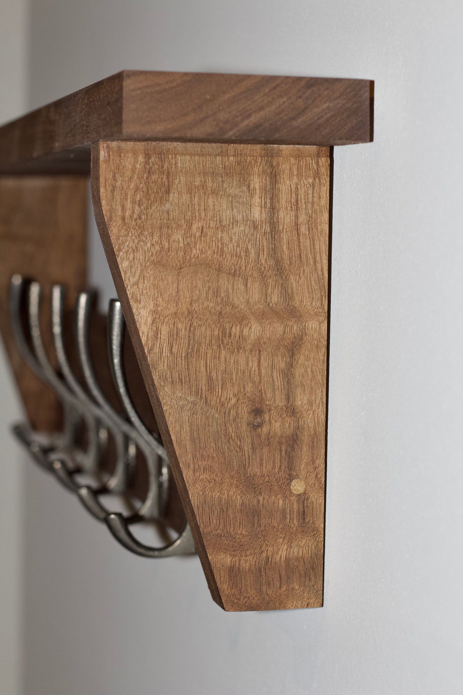 Solid walnut wooden coat rack