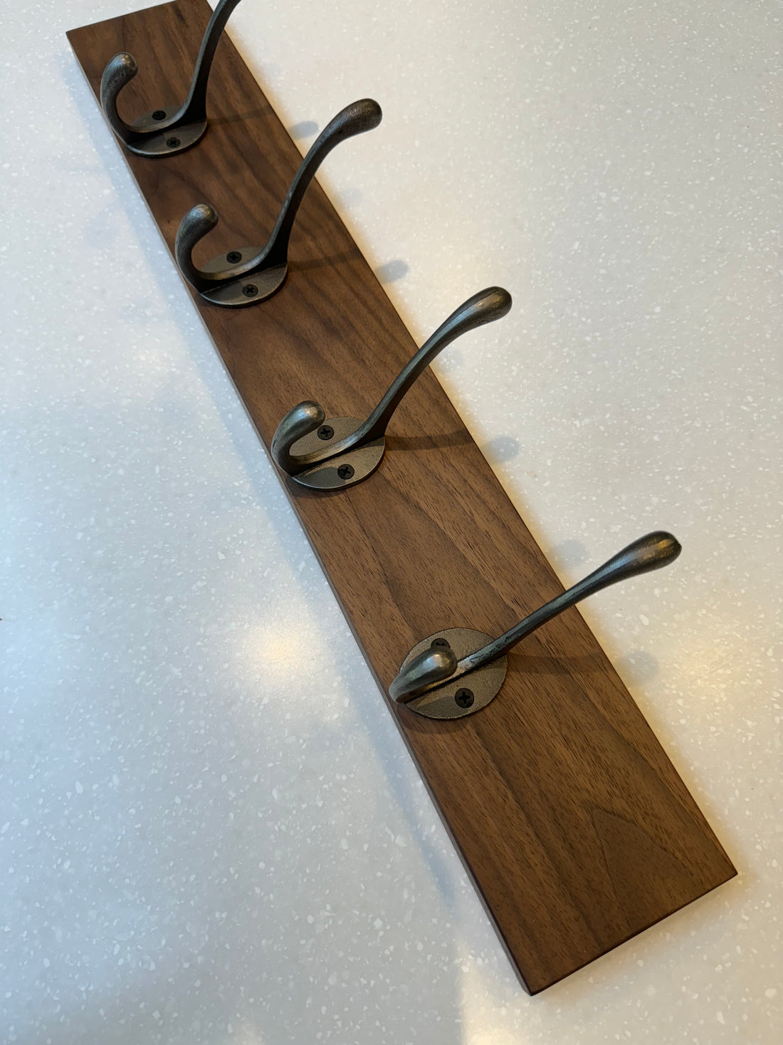 Solid Walnut Coat Rack With Cast Iron Hooks