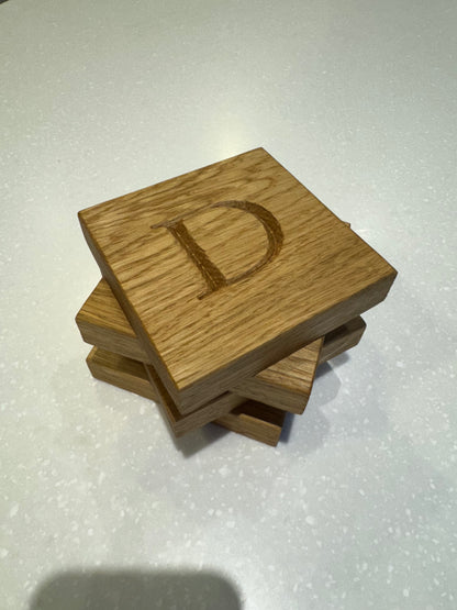 Personalised Solid Oak Coasters