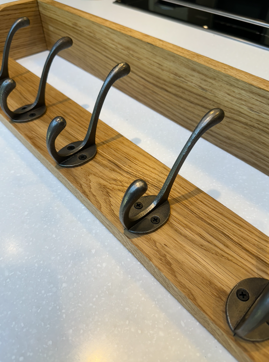 Solid Oak Coat Rack With Shelf