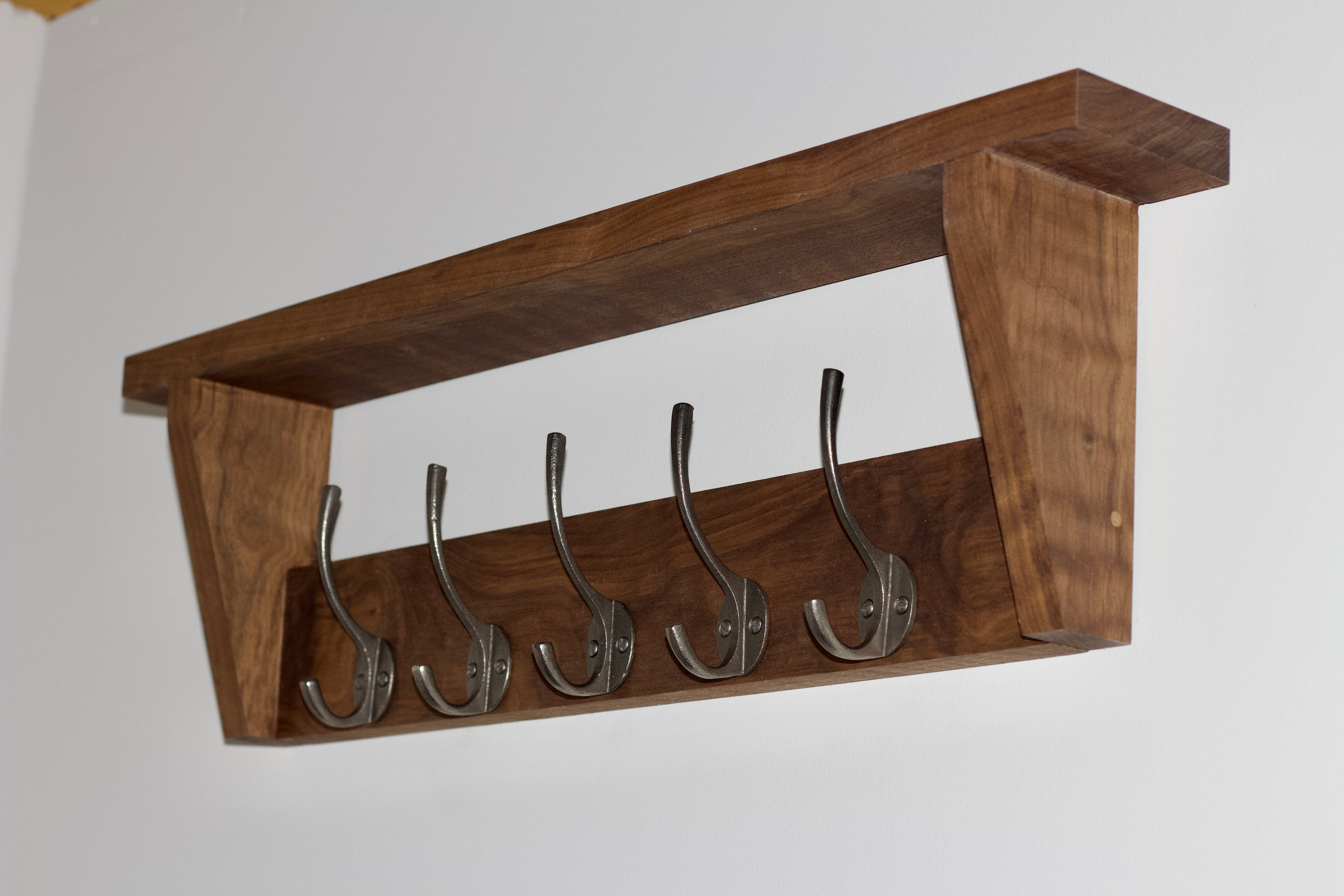 solid walnut wooden coat rack