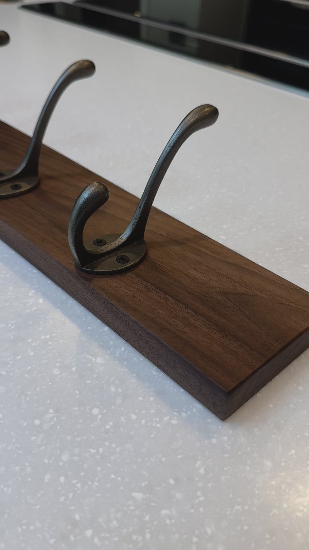 Solid Walnut Coat Rack With Cast Iron Hooks