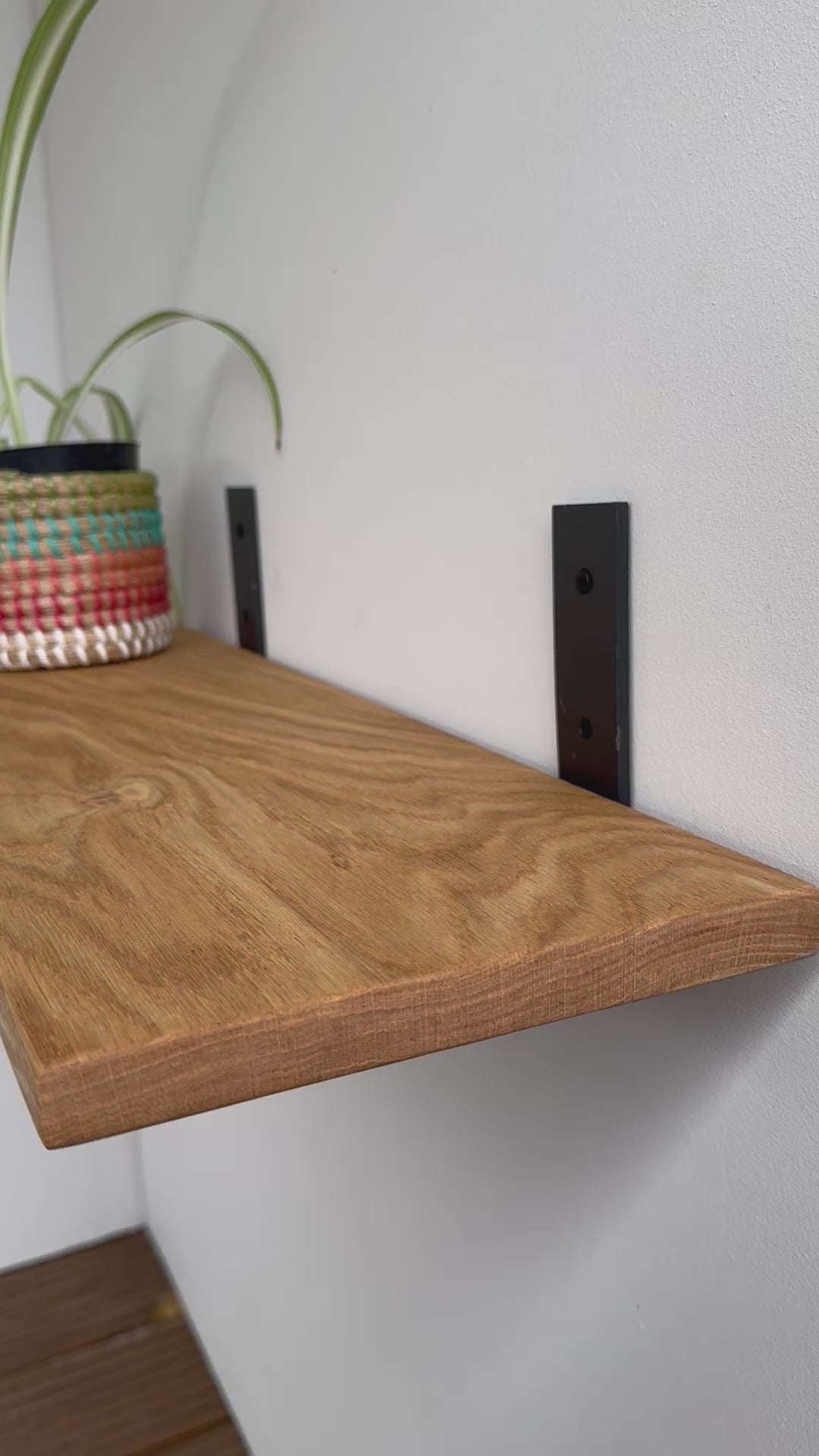 Solid Oak Wall Shelf - Up Bracket